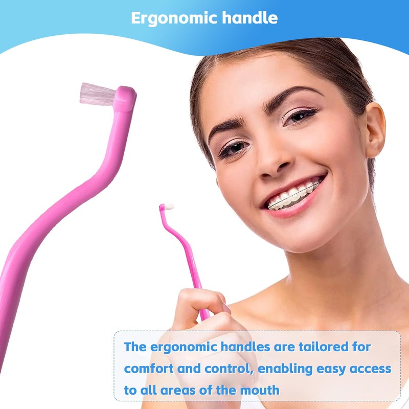 Ceonam 4-Pack End Tuft Toothbrushes, Orthodontic Toothbrush with Small Head,