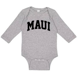 Maui Collegiate Long Sleeve Baby Infant One Piece Bodysuit 12 Months Heather Grey