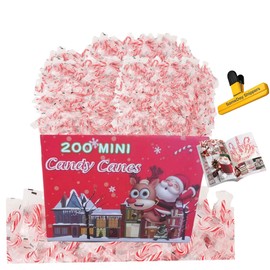 MINI CANDY CANES (200 MINI CANDY CANES) | Mini Candy Canes Peppermint Flavored | Red & White Stripes - Individually Wrapped Gift Pack | Holiday Candy for Christmas, Santa Parade, ThanksGiving, Holidays and More | Free Creative Idea Booklet Included