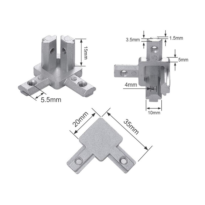 INCREWAY 8 Pack 3-Way End Corner Bracket Connector, Standard 6mm