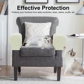 Avtytsda Stretch Armrest Covers Soft Plush Armrest Covers Couch Arm Covers Furniture Protector for Chairs Couch Sofa Armchair Slipcovers for Recliner Sofa with Twist Pins 4pcs(Deep Coffee)