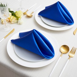 Counfeisly 12 Pack Square Satin Dinner Napkins, 20x20 Inches Silky Soft Smooth Table Cloth Napkins for Restaurant Weddings Banquet Party Decoration, Royal Blue