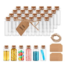 REUJIHXY 10ml Small Glass Bottles Mini Jars with Cork Lids Message Bottle Terrarium Jar Tiny Wishing Bottles miniature Sand Art Bottles Sample Bottles for DIY Crafts (12)