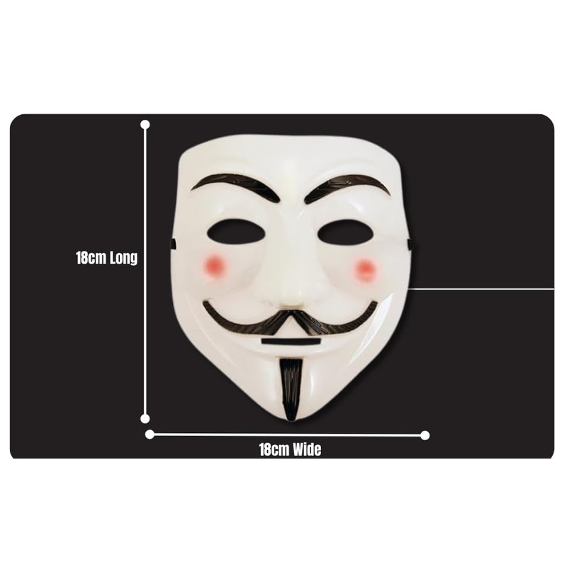 FNA FASHIONS® Guy Fawkes Mask -V for Vendetta， Anonymous Hacker