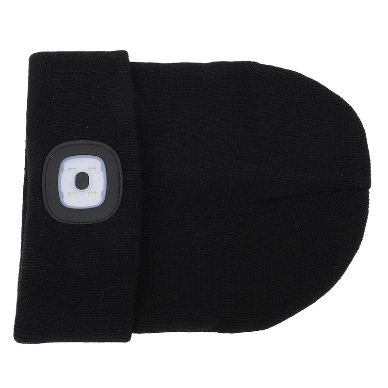 LED Beanie Hat Adjustable Brightness USB Rechargeable Soft Warm Knitted