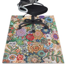 Office Chair Rug for Hardwood Floor 36"X 48" Office Mat for Gaming Rolling Chairs Computer Desk Chair Rug Non-Slip Mandala Decor Protector Mats for Hard Floor & Tile Floor Decor