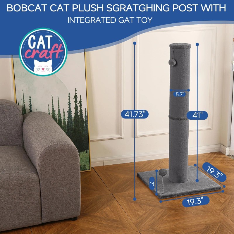Cat Craft Bobcat Cat Scratching Post for Indoor Cats, Tall