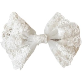 Large Lace Bow Hair Clip for Women Girls, Romantic Flower Dot Mesh Spring Clip Hairpin Hair Pins for Wedding Party Date Valentine's Day Birthday Decor (White, One size)