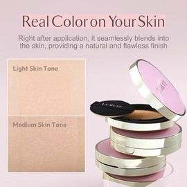 LA MUSE Base De Maquillaje Coreana En Formato Cushion, Tono 21 Beige Claro(2 Unidades) Ligera, Transpirable Y Con Una Cobertura Perfecta Para...      