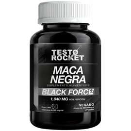 Maca Negra Peruana Piperina Fórmula Vegana Organica Alta Concentración Optimizada Absorción Optima Suplemento Alimenticio Testo Rocket Black Forc3
