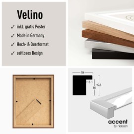 accent by nielsen Velino Photo Frame 4x6 Wooden Walnut Photo Frame for Standing and Hanging in Portrait & Landscape Format Real Glass