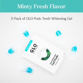 GLO Science Teeth Whitening Gel Pods – Safe, Effective Whitener with Silicon Brush, 6% Hydrogen Peroxide – Fastest Way to Whiter Teeth, Sensitivity Free – Mint Flavor (Pack of 5)