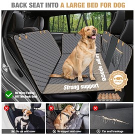Lekereise Dog Car Seat Cover for Back Seat,Hard Bottom Dog Hammock for Car,Camping Air Mattress, Hammock Travel Bed for Car SUV Truck (Grey)
