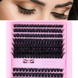 280 Pcs Individual Eye lash 3D Curl Lash Clusters Extensions Clusters 80D/100D Cluster Eyelash Lashes Fluffy Wispy Clusters Lashes Makeup at Home - DIY Lash Extension Kit Self pestañas falsas(9-16)MM