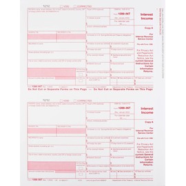 2017 Laser 1099-INT Income Set, 4-Part, Kit For 25 Vendors