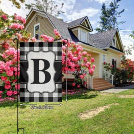 YANGHOME Monogram Initial B Burlap Garden Porch Lawn Flag Farmhouse Decorations Mailbox Decor Welcome Sign 12x18 Inch Small Mini Size Double Sided Flax Nylon Linen Fabric