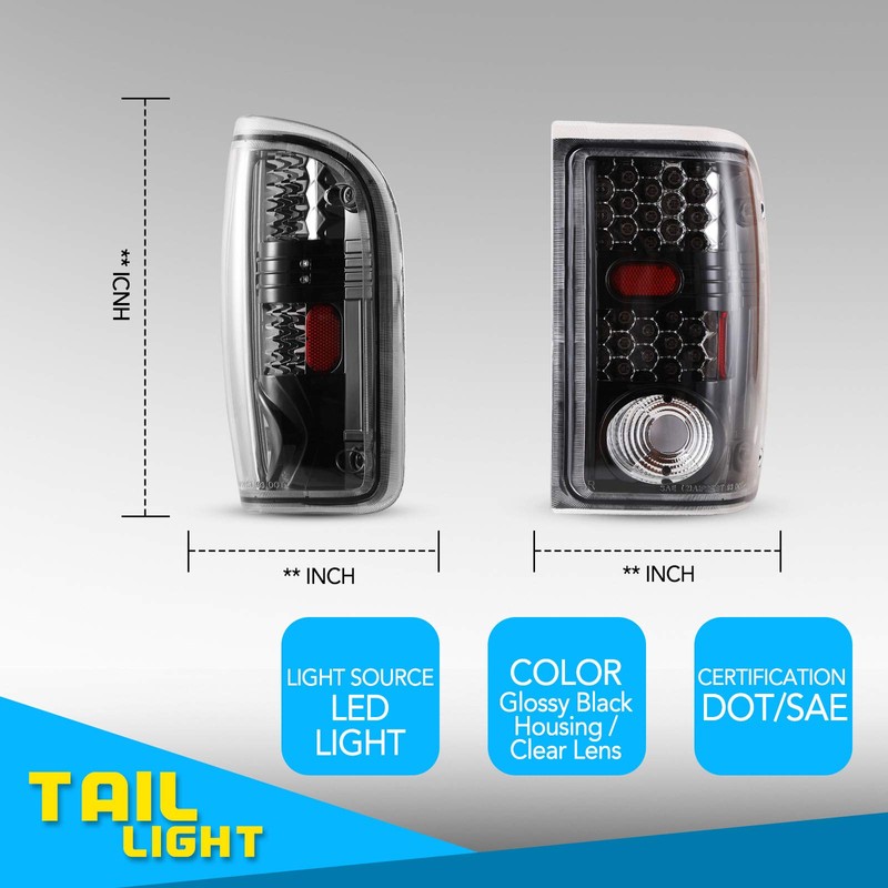 AUTOWIKI LED Tail Lights For 2001-2005 Ford Ranger Rear Lamps