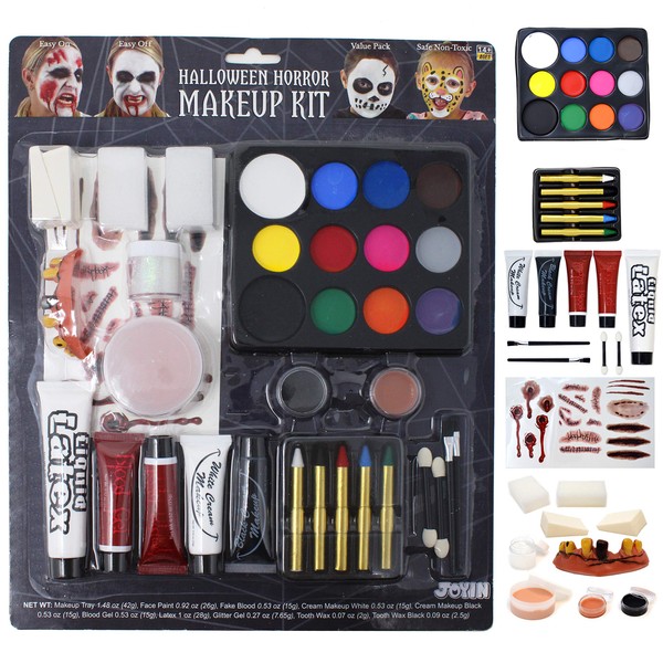 36 PCs Halloween Makeup Set Ultimate Family Party Pack All-in-one Easy On & Easy Off set for Halloween Party Suppiles