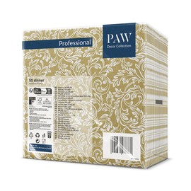 Paw Airlaid Napkins - Fabric-Like (40 x 40 cm) I Pack of 50 I Ideal for Weddings, Christenings, Communion, Birthdays I Table Decoration Back Pattern - Baroque Gold I Reverse Baroque Etude Gold