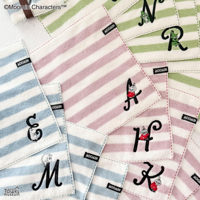 MOOMIN Initial Stitch Moomin Towel Handkerchief BY Blue Initial Y