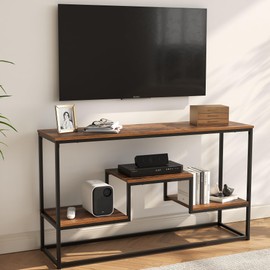 YOUDENOVA TV Stand for TVs up to 65 Inch, TV Console Table with 3-Tier Open Storage Shelves, Modern Industrial Entertainment Center for Living Room, Bedroom, Rustic Brown