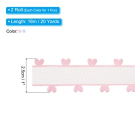 PATIKIL 1 Inch x 20 Yard Organza Chiffon Ribbon Set, Sheer Heart Decorative Ribbon for Valentine's Day Gift Wrapping Wreath Bow Craft DIY Decoration, Pink,Sky Blue