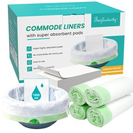 120 Pack Commode Liners with Super Absorbent Pads, Disposable Leakproof Bedside Commode Bags, Universal Fit for Standard Toilet Chair Buckets(120 Bags+120 Pads) (120PACK)