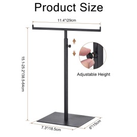 Recogwood Adjustable Purse Display Stand – T-Bar Stainless Steel Necklace and Bracelet Holder, Double Hook Organizer for Tabletop or Store Display, Black