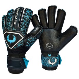 Renegade GK Triton Specter Guantes de Portero con Pro-tek Protección Dedo | 3.5+3mm Super XD Grip & 4mm Duratek | Negro y Azul Guantes de Portero de Fútbol (Talla 7, Niños, Roll Cut, Level 2)