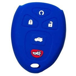 Silicone Key Fob Cover, Remote Key Protector Fit for Chevy Traverse Malibu Impala Limited GMC Acadia Savana 2007 2008 2009-2016, 5 Buttons Keyless Remote Holder(Blue)