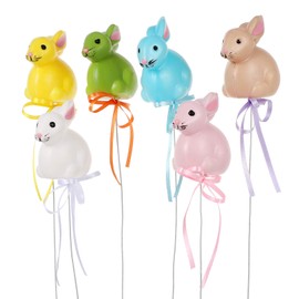 6Pcs Easter Floral Picks Artificial Easter Bunny Flower Arrangement Sprays Easter Tree Stems Branches for DIY Easter Wreath Garland Decoration