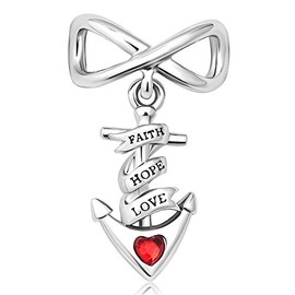 JewelryHouse Infinity Faith Hope Love Anchor Bead Charms fit Bracelets (Red)
