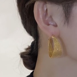 Xduargs Boho Open Hoop Earrings Chunky Hoop Earrings Vintage Huggie Hoop Earrings Geometric Thick Dangle Hoop Earrings Jewelry for Women and Girls