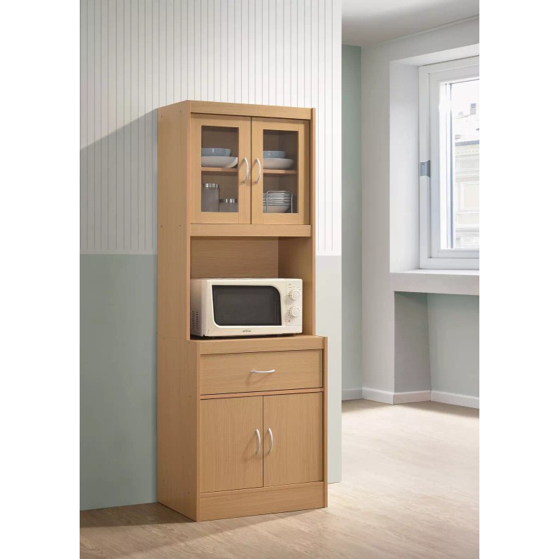 Hodedah KITCHEN MICROWAVE CABINET Kitchen Storage | Multiple Wooden Finishes