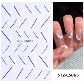 Undisclosed Decoration DIY Manicure 3D White Blue French Tips Nail Stickers CS65 9.5x6cm NS7