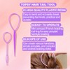 Topsy Tail Hair Tool, 3Pcs Purple Hair Looping Tool with