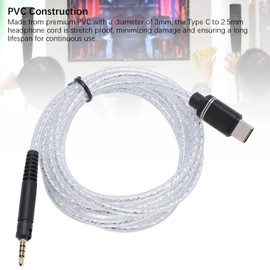 Jectse Type C to 2.5mm Silver Plated Headphone Replacement Cord for M30X M40X M50X, Clear Sound Quality for HD598 599 HD558, PVC Material, Portable Length, Ideal for Diverse Usage
