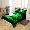 Manfei American Football Duvet Cover Set Green Flame Soccer Bedding