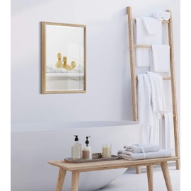 Kate and Laurel Blake Bathroom Bubble Bath 3 Ducks Framed Printed Glass Wall Art by The Creative Bunch Studio, 18x24 Natural, Adorable Baby Animal Art for Wall