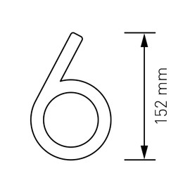 House Number "6" - 152 mm, Design House Number Made of Stainless Steel
