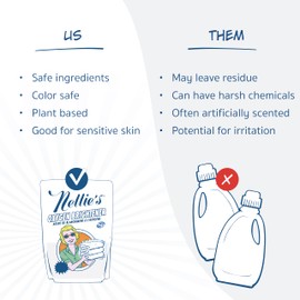 Nellie’s Oxygen Brightener –Powder Stain Remover for Laundry – Brightens Whites, Protects Colors – Bleach-Free, Septic-Safe (50 Scoops) - Made in Canada