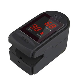 Concord Basics Fingertip Pulse Oximeter - Blood Oxygen Saturation Monitor with Carrying Case, Batteries, Silicone Cover & Lanyard - Easy to Use, Accurate SpO2 & Pulse Measurement (Black)
