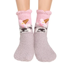Benefeet Sox Cute Animal Fuzzy Fluffy Socks for Women Girl Funny Cozy 3D Bear Soft Socks Kawaii Cartoon Fuzzy Slipper Socks Thick Winter Warm Sleeping Sock Plush Comfy Socks