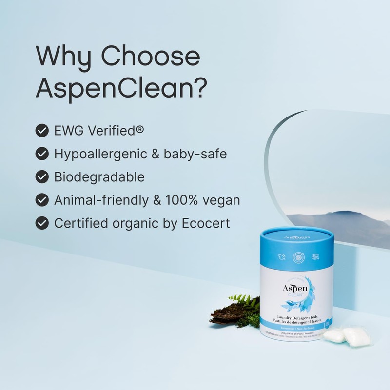 Unscented Laundry Pods by AspenClean, New and Improved Packaging, Zero