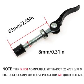 HJTOOK 2pcs M8x65 Black Bike Seat Clamp Seat Post Quick Release Saddle Parts for Folding Bicycle Mountain Bike