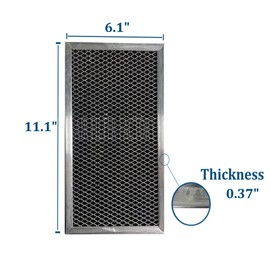 2-Pack Air Filter Factory Replacement for GE WB2X9883, JX81A, CF2888 Behind Vent Microwave Charcoal Carbon Filters Size 6.125 x 11.125 Inches