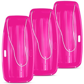 Slippery Racer Downhill Sprinter Flexible Kids Toddler Plastic Cold-Resistant Toboggan Snow Sled with Pull Rope and Handles -35 Inch (Pink, 3)