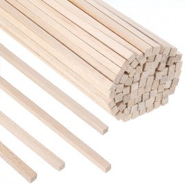 Barsha Space Balsa Wood Strips 80 Pcs, 1/4 x 1/4 x 12 Inch, Unfinished Soft Wood Sticks for Model Airplane, STEM Bridge Building & DIY Crafts (6x6x305mm)