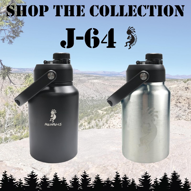 Aquapelli Midnight Black Vacuum Insulated Water Jug, 64oz