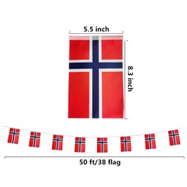 Norway Flags Norwegian Small Mini String Banner Flags Miniature Norway Flags Banners For Grand Opening, Olympics Festival,Grand Opening Sports Celebration Decorations (50 Feet 38 Flags)